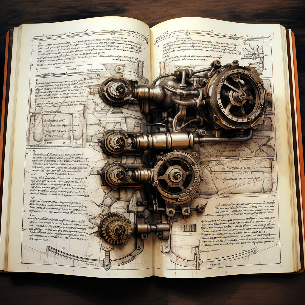 grimoire pages with parts sticking out